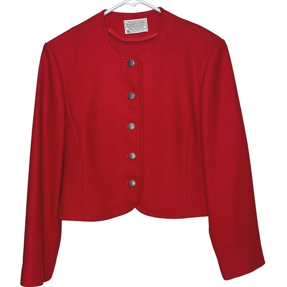 Pendleton Jackets & Blazers - Vintage Pendleton Women's M Cropped Blazer Jacket Virgin Wool Red Heritage Retro